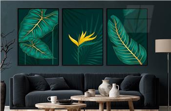 Alüminyum Çerçeveli Sanat Temalı 3lü Set CAM Tablo 0017