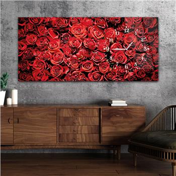 Horizontal bedrucktes Glas mit Kunst und Naturthema und einer Uhr an der Seite 078