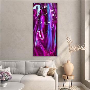 Dikey Üstten Saatli Sanat Temalı Cam Tablo 014