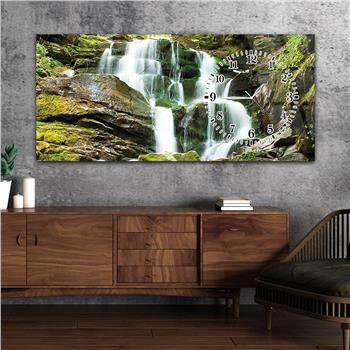 Horizontal bedrucktes Glas mit Kunst und Naturthema und einer Uhr an der Seite 093