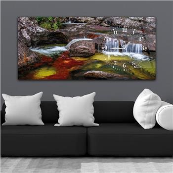 Horizontal bedrucktes Glas mit Kunst und Naturthema und einer Uhr an der Seite 040