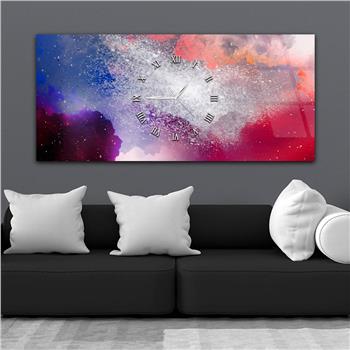 Horizontal bedrucktes Glas mit Kunst- und Naturthema und einer Uhr in der Mitte 001