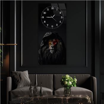 Dikey Üstten Saatli Sanat Temalı Cam Tablo 090