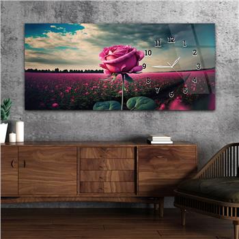 Gece Uluyan Bozkurt Sürüsü Yatay Saatli Yandan Sanat ve Doğa Temalı Cam Tablo 237