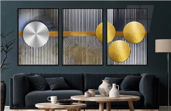 Alüminyum Çerçeveli Sanat Temalı 3lü Set CAM Tablo 0078