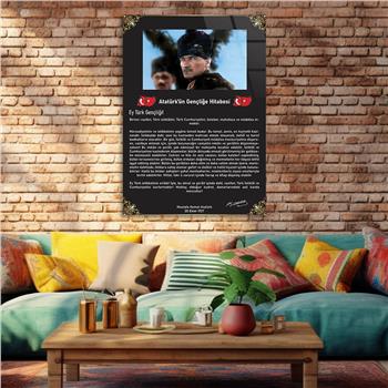 GENÇLİĞE HİTABE YAZILI CAM TABLO