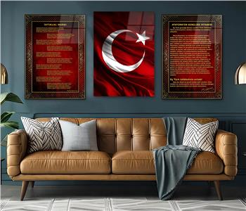  3lü Set VatanTemalı Cam Tablo 15