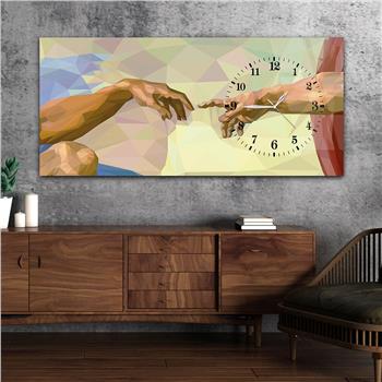 Horizontal bedrucktes Glas mit Kunst und Naturthema und einer Uhr an der Seite 073