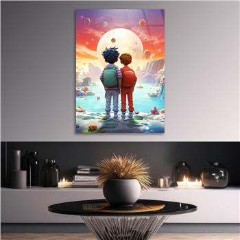 Dikey Sanat Temalı Cam Tablo 538