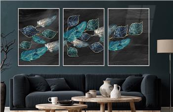 Alüminyum Çerçeveli Sanat Temalı 3lü Set CAM Tablo 0037