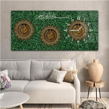 لوحة زجاجية أفقية ذات طابع ديني مع ساعة جانبية 060