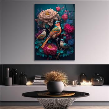 Dikey Sanat Temalı Cam Tablo 349