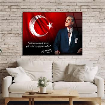 Yatay Vatan Temalı Cam Tablo 162