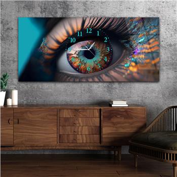 Yatay Ortadan Saatli  Sanat ve Doğa Temalı Cam Tablo 074