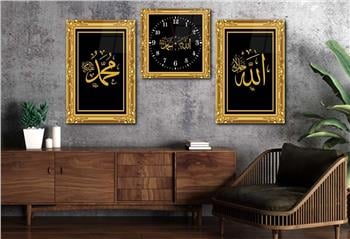 Religion Thematisches 2-teiliges bedrucktes Glas und Uhrenset