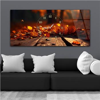 Yatay Saatli Ortadan Sanat Temalı Cam Tablo122