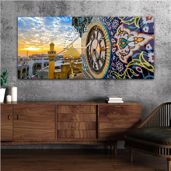 Tableau en verre à thème religieux avec horloge centrale horizontale  038