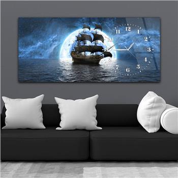 Yatay Saatli Yandan Sanat Temalı Cam Tablo 241