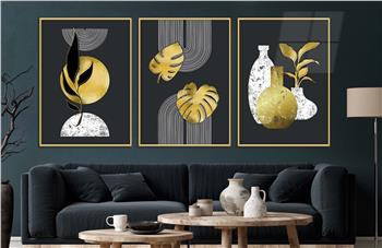 Alüminyum Çerçeveli Sanat Temalı 3lü Set CAM Tablo 0008