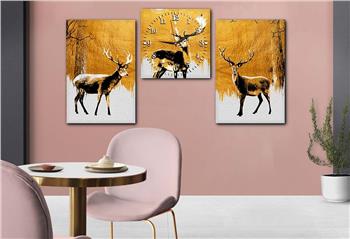 GEYİK GÖRSELLİ CAM TABLO SAAT SETİ 