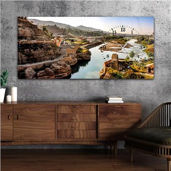 Yatay Saatli Yandan Sanat ve Doğa Temalı Cam Tablo 018