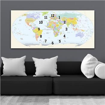 Yatay Saatli Ortadan Vatan Temalı Cam Tablo 089