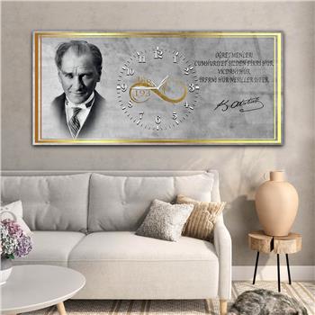 Tableau en verre sur le thème de la nation avec horloge centrale horizontale  029