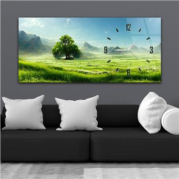 Yatay Saatli Yandan Sanat Temalı Cam Tablo 273