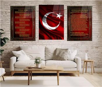  3lü Set VatanTemalı Cam Tablo 15