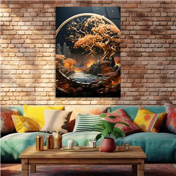 Dikey Doğa Temalı Cam Tablo 392