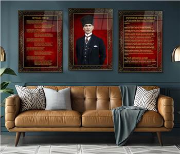  3lü Set VatanTemalı Cam Tablo 18