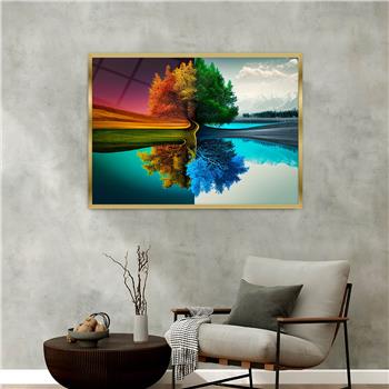 Aluminium Omlijste Natuur Thema Geharde Glasschilderij 029