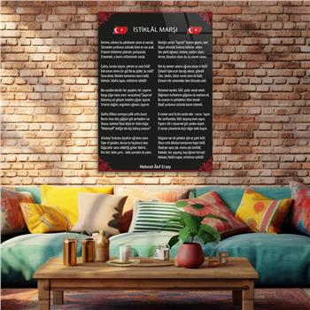 İSTİKLAL MARŞI YAZILI CAM TABLO