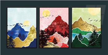 Alüminyum Çerçeveli Sanat Temalı 3lü Set MDF Tablo 0020