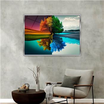 Aluminium Omlijste Natuur Thema Geharde Glasschilderij 029