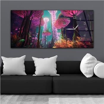 Yatay Saatli Yandan Sanat ve Doğa Temalı Cam Tablo 228