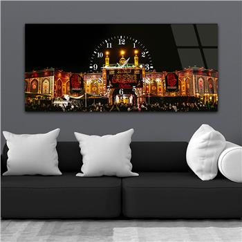 Tableau en verre à thème religieux avec horloge centrale horizontale  037