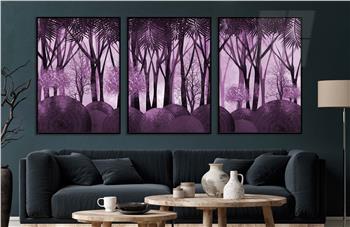 Alüminyum Çerçeveli Sanat Temalı 3lü Set CAM Tablo 0032