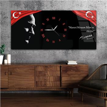 Tableau en verre sur le thème de la nation avec horloge centrale horizontale  017