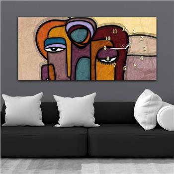 Horizontal bedrucktes Glas mit Kunst und Naturthema und einer Uhr an der Seite 150