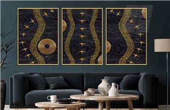 Alüminyum Çerçeveli Sanat Temalı 3lü Set CAM Tablo 0050