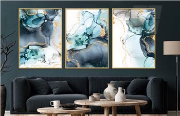 Alüminyum Çerçeveli Sanat Temalı 3lü Set CAM Tablo 0024