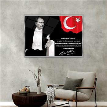 Aluminum-Framed National-Themed Tempered Glass Wall Art 050