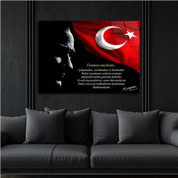 Yatay Vatan Temalı Cam Tablo 173