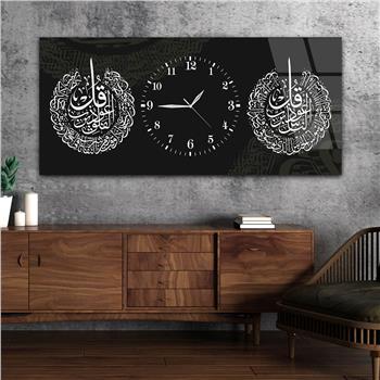 Tableau en verre à thème religieux avec horloge centrale horizontale  070