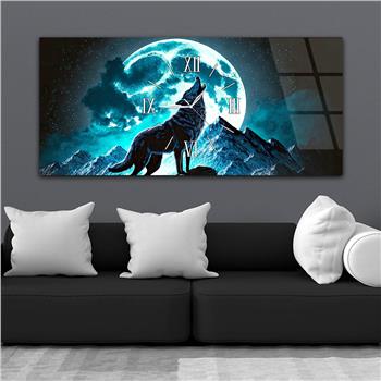 Horizontal bedrucktes Glas mit Kunst- und Naturthema und einer Uhr in der Mitte 037