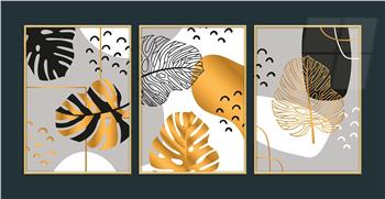 Alüminyum Çerçeveli Sanat Temalı 3lü Set MDF Tablo 0011