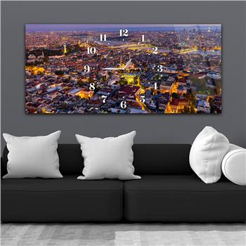 Yatay Saatli Ortadan Sanat Temalı Cam Tablo111