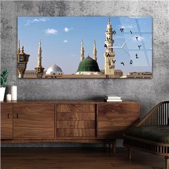 لوحة زجاجية أفقية ذات طابع ديني مع ساعة جانبية 027