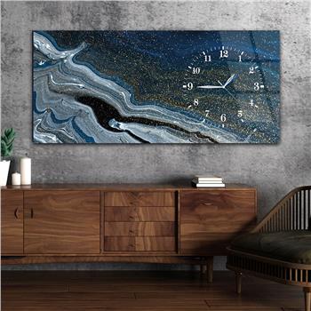 Horizontal bedrucktes Glas mit Kunst und Naturthema und einer Uhr an der Seite 056